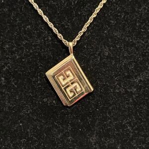 Givenchy 4G Logo Necklace Gold Tone Pendant Stamped 16”